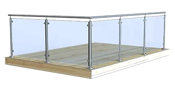 Glasräcke med stolpar