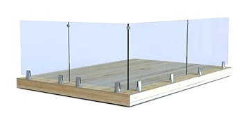 Glasräcke med golvbeslag